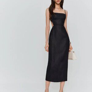 Reformation Asher Linen Dress Black - Size 0